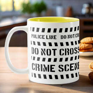 Tasse 2 Couleurs Thème de scène de crime de police en noir et blanc