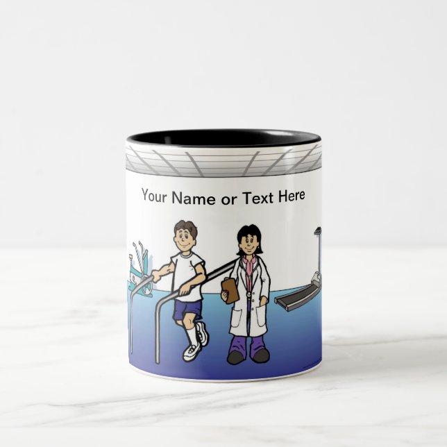 Tasse 2 Couleurs Thérapeute physique personnalisée - Cartoon fémini (Centre)