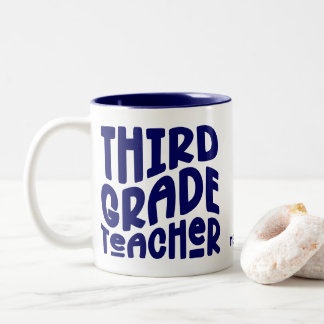 Tasse 2 Couleurs Third Grade Teacher Dark Blue Typography Design