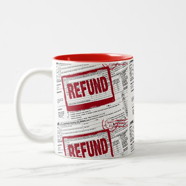 Tasse 2 Couleurs Timbre rouge Remboursement de l'impôt (Gauche)