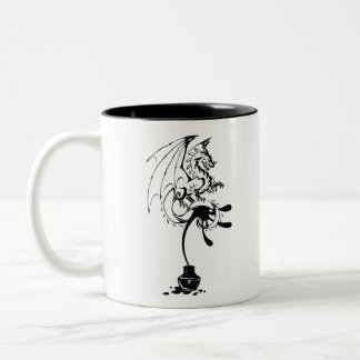 Tasse 2 Couleurs Tinta derramada forma Dragon en negro