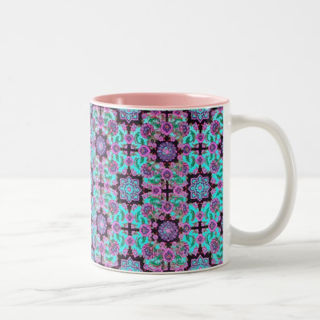 Tasse 2 Couleurs TOPKAPI, noir et bleu, violet, vert, rose (Droit)
