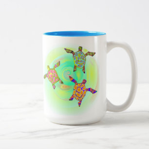 Tasse 2 Couleurs tortues colorées funky