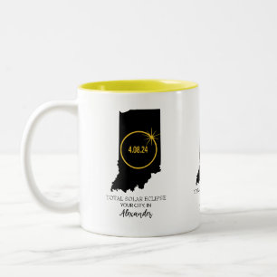 Tasse 2 Couleurs Total Solar Eclipse 2024 Nom personnalisé, City In