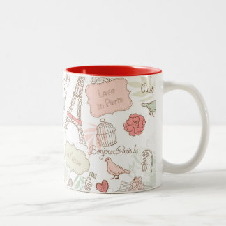 Tasse 2 Couleurs Tour Eiffel floral rose de Paris