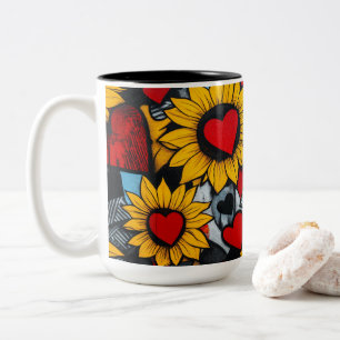 Tasse 2 Couleurs tournesol et coeurs