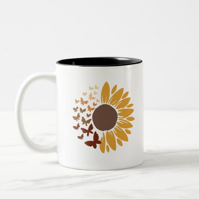 Tasse 2 Couleurs Tournesol et papillons (Gauche)