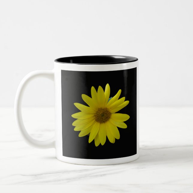 Tasse 2 Couleurs Tournesol jaune sur l'arrière - plan noir (Gauche)