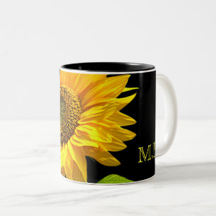 Tasse 2 Couleurs Tournesol lumineux sur l'arrière - plan noir
