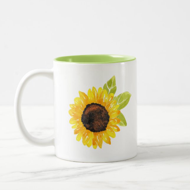 Tasse 2 Couleurs Tournesol Peint À La Main (Gauche)