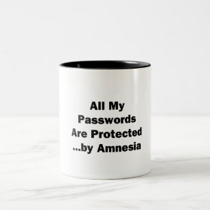 Tasse 2 Couleurs Tous mes mots de passe sont protégés… par l'amnési