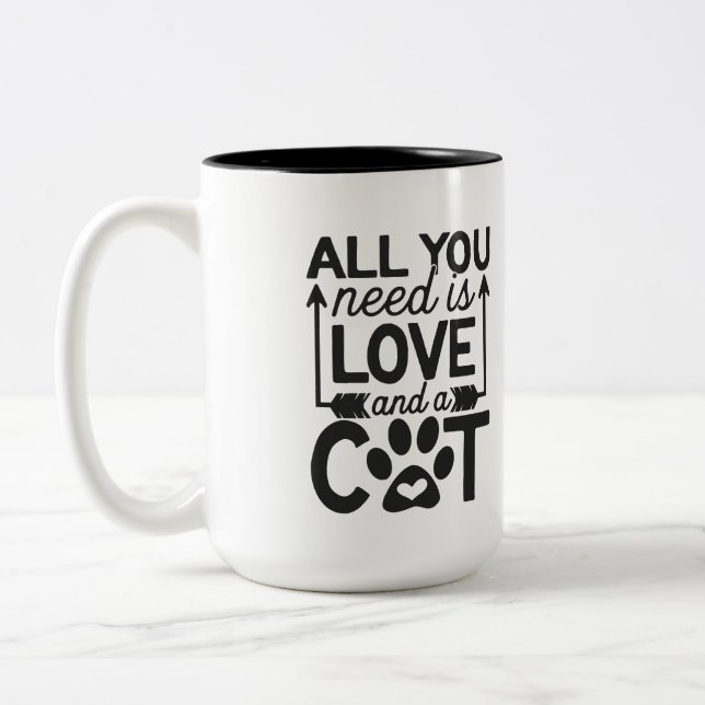 Tasse 2 Couleurs Tout Ce Dont Vous Avez Besoin Est L'Amour - Café M (Gauche)