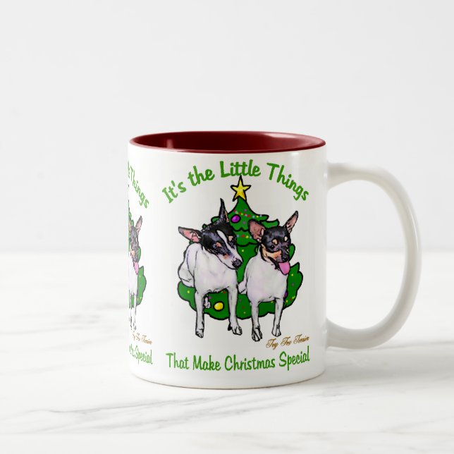 Tasse 2 Couleurs Toy Fox Terrier Cadeaux de Noël (Droit)