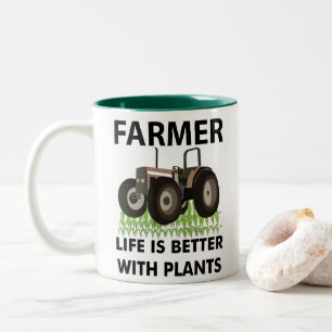 Tasse 2 Couleurs Tracteur agricole champ agriculteur 