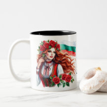 Tradition du drapeau bulgare Folklore Femme Roses 