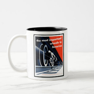 Tasse 2 Couleurs Train Art Non Identifié Vintage Photos Railroad Ar