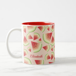 Tasse 2 Couleurs Tranches de pastèque avec motif et nom personnalis