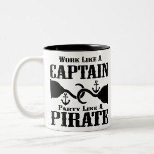 Tasse 2 Couleurs Travaillez Comme Une Fête De Capitaine Comme Un P