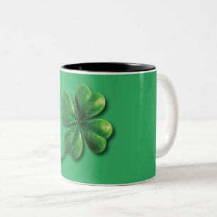 Tasse 2 Couleurs Trèfle irlandais vert moderne