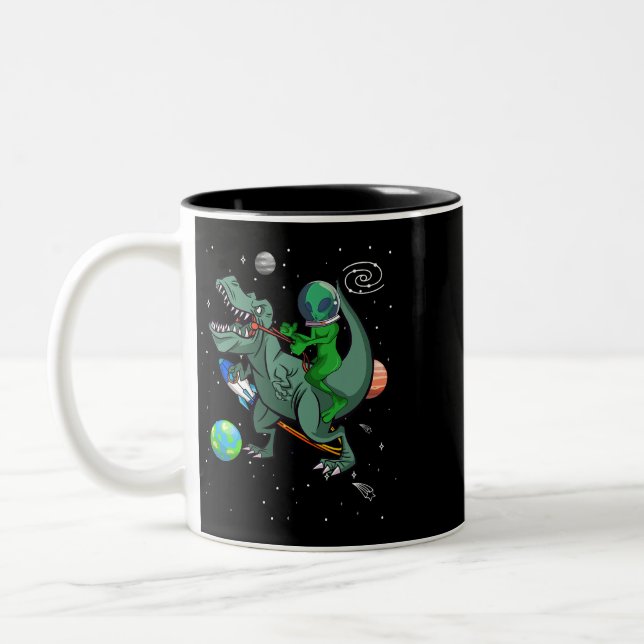 Tasse 2 Couleurs TRex Dinosaur Dans l'espace extra-atmosphérique Al (Gauche)