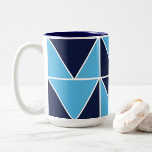 Tasse 2 Couleurs Triangle géométrique bleu de la marine bleue