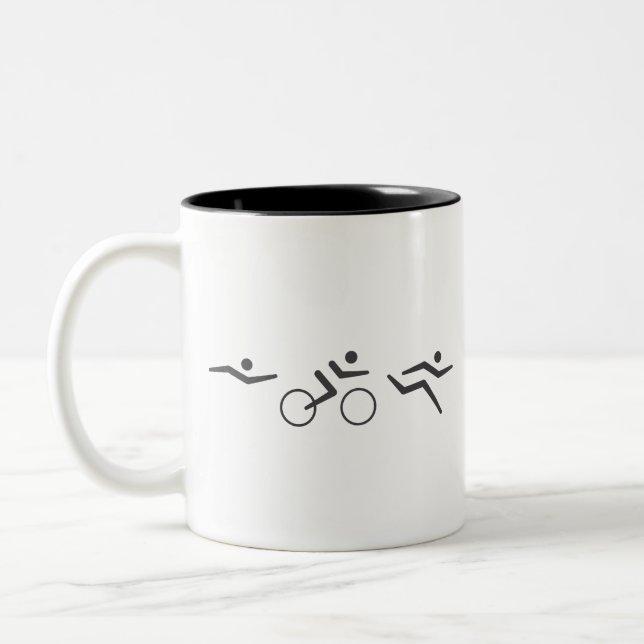Tasse 2 Couleurs Triathlon course à vélo nage (Gauche)
