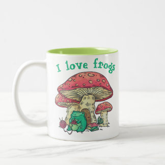 Tasse 2 Couleurs Tricot de grenouille de cottage sous Champignons