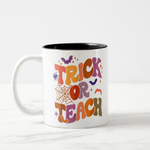 Tasse 2 Couleurs Tricoter ou enseigner Retro Super Halloween Vie de