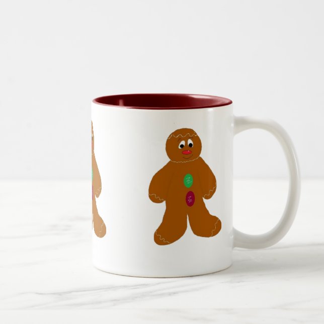 Tasse 2 Couleurs Trio d'hommes en pain d'épice (Droit)