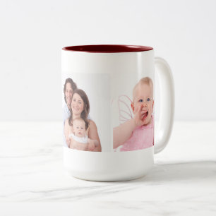 Tasse 2 Couleurs Trois photos de famille Modèle personnalisé