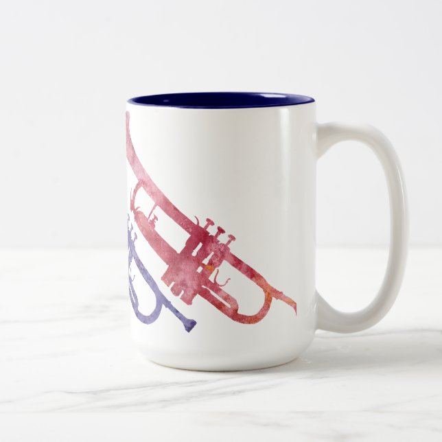 Tasse 2 Couleurs Trompettes d'aquarelle (Droit)