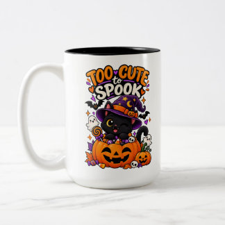 Tasse 2 Couleurs Trop mignon pour effrayer Chaton noir Halloween