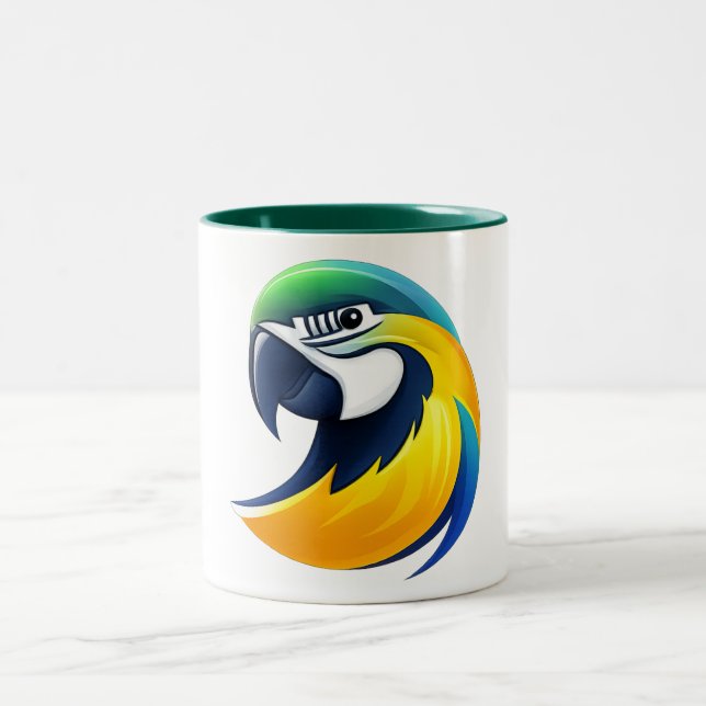 Tasse 2 Couleurs Tropical Parrot Illustration (Centre)