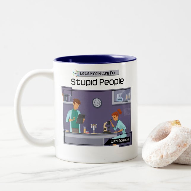 Tasse 2 Couleurs Trouvons un traitement pour les personnes (Avec donut)