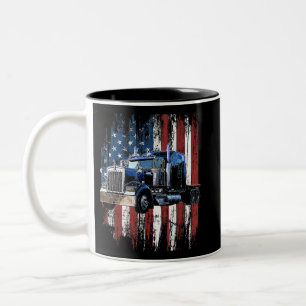 Tasse 2 Couleurs Trucker American Flag Truck Driver Truck Driver Gi