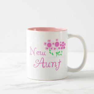 Tasse 2 Couleurs Tshirts et cadeaux de la nouvelle tante rose Fleur