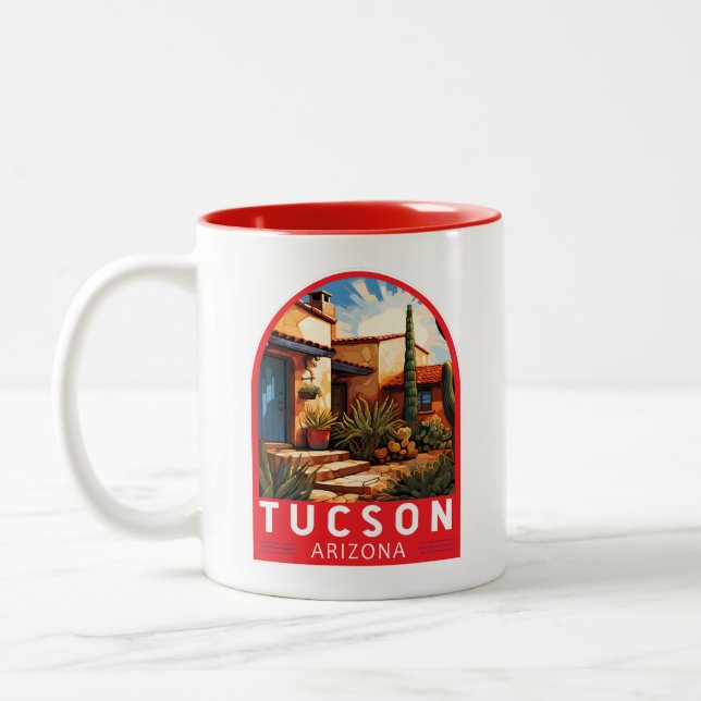 Tasse 2 Couleurs Tucson Arizona Travel Art Emblem (Gauche)