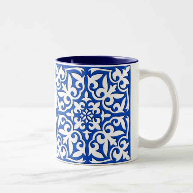 Tasse 2 Couleurs Tuile marocaine - bleu et blanc de cobalt (Droit)