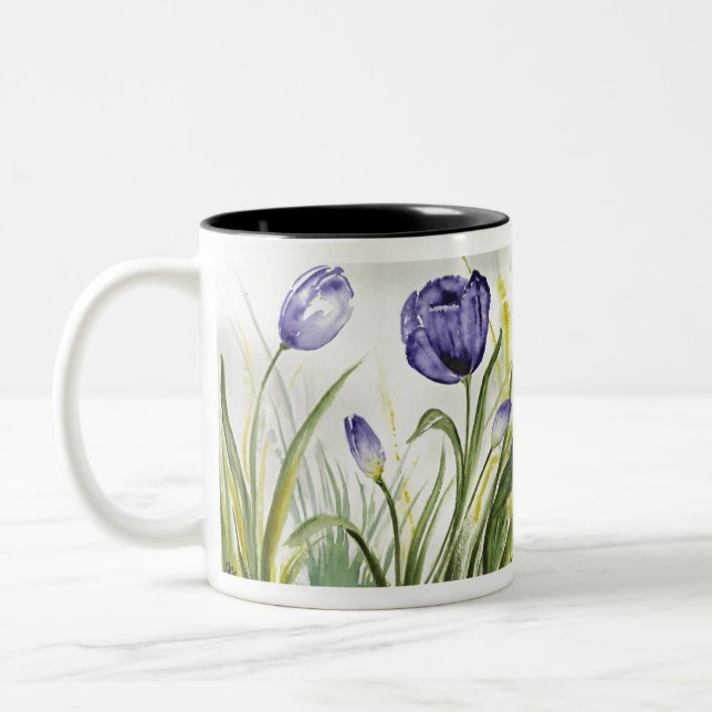 Tasse 2 Couleurs Tulipe de printemps pourpre (Gauche)
