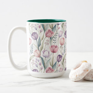Tasse 2 Couleurs Tulipe scandinave modèle floral