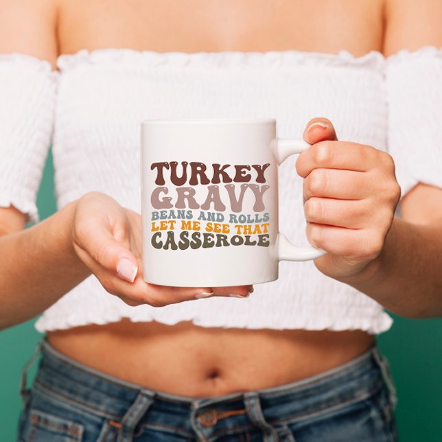 Tasse 2 Couleurs Turquie Haricots Gravés Et Rouleaux Tombent Thanks (Créateur téléchargé)