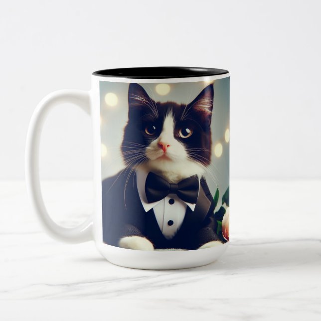 Tasse 2 Couleurs Tuxedo Cat (Gauche)