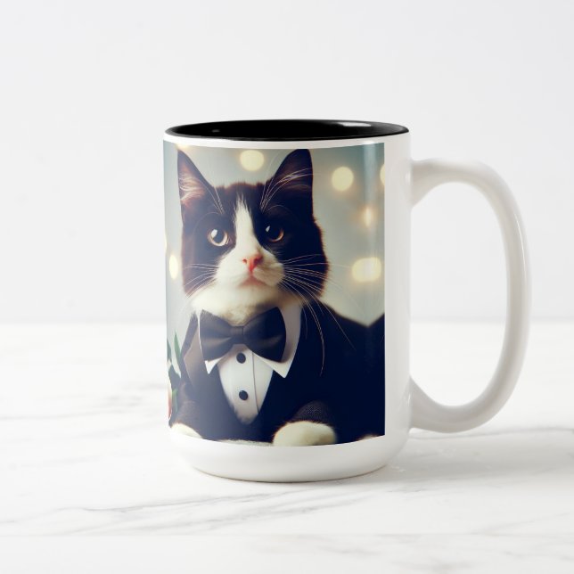 Tasse 2 Couleurs Tuxedo Cat (Droit)