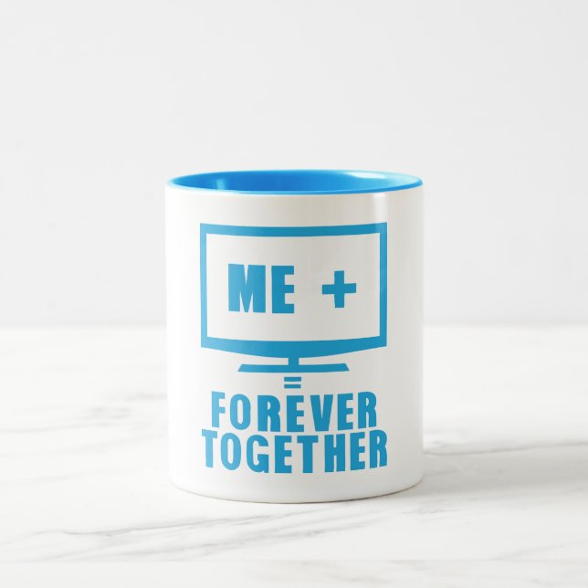 Tasse 2 Couleurs tv television tele forever together citation (Centre)