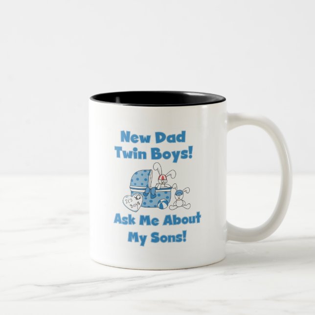 Tasse 2 Couleurs Twin Boys-New Dad Tshirts et cadeaux (Droit)