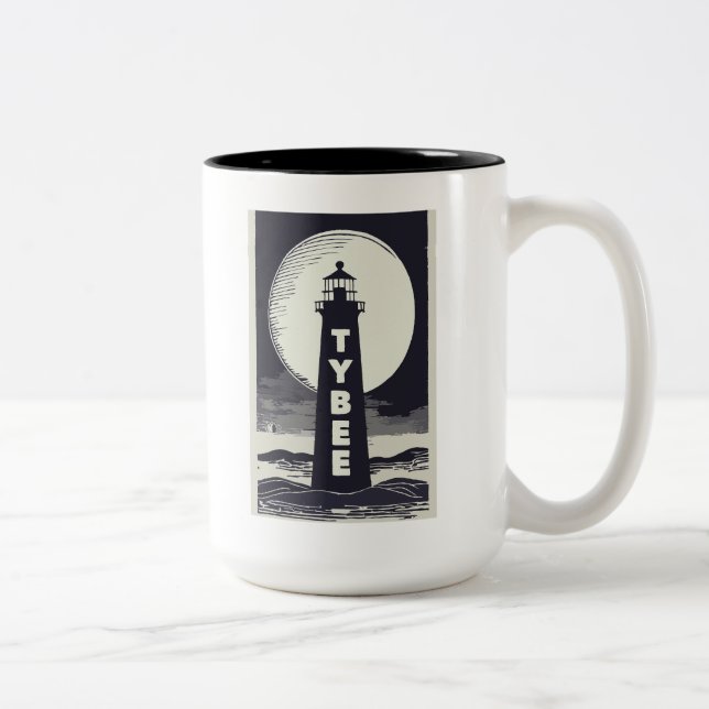 Tasse 2 Couleurs Tybee Island Georgia Lighthouse Moon (Droit)