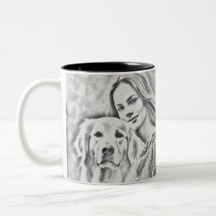 Tasse 2 Couleurs Typographie Cool simple et moderne Nom et photo