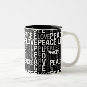 Tasse 2 Couleurs Typographie de paix d'amour