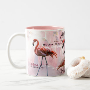 Tasse 2 Couleurs Typographie du Flamant rose rose  Customisé