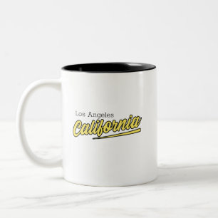 Tasse 2 Couleurs Typographie jaune de Los Angeles Californie